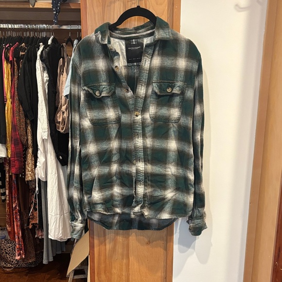 Denim & Flower Olive Plaid Shirt - Picture 1 of 3